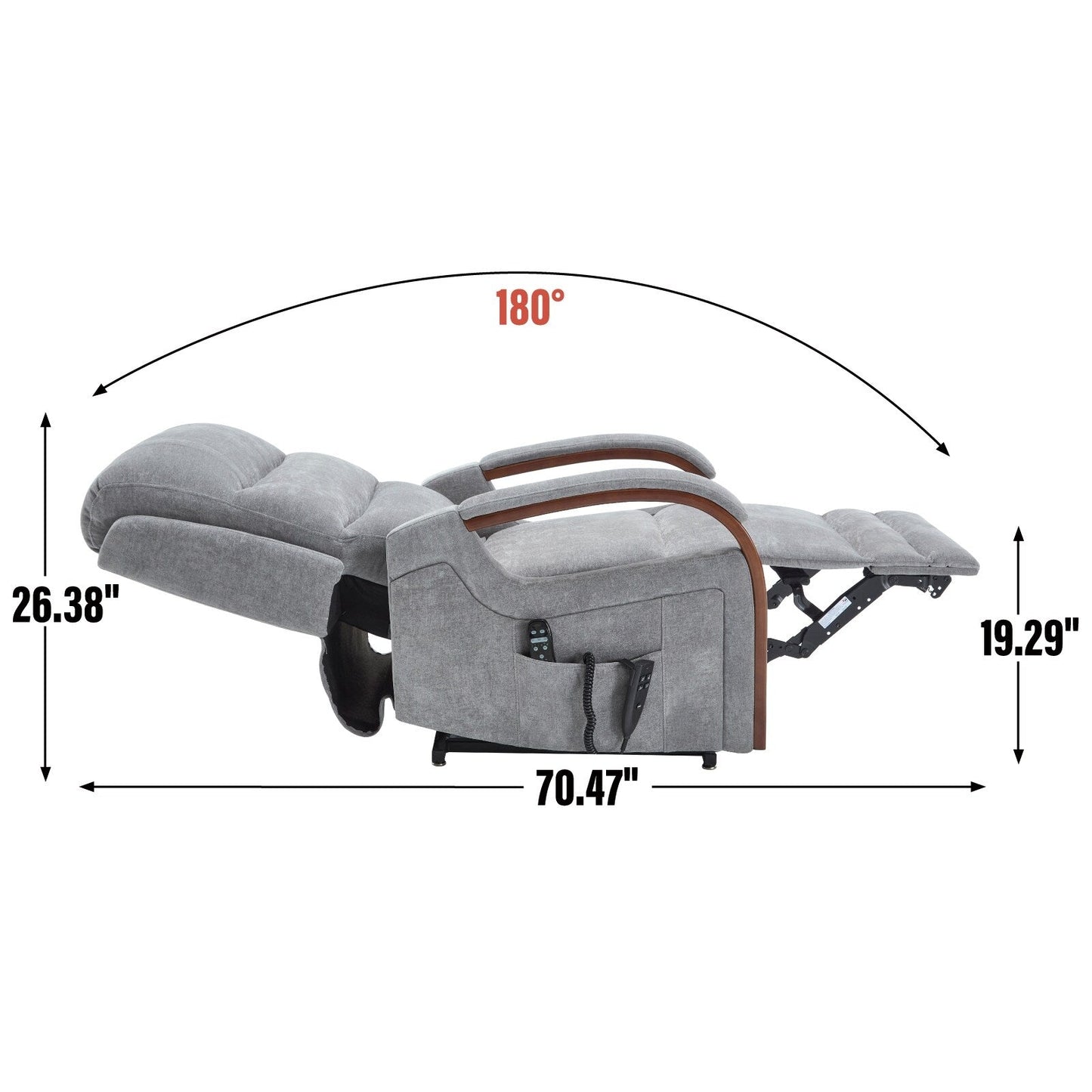 Power Lift Recliner Chair Dual Motor Infinite Position with Solid Wood Armrests, Heat Massage and Heavy Duty Motion Mechanism