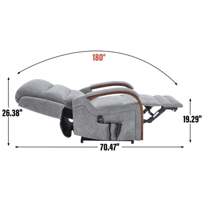 Power Lift Recliner Chair Dual Motor Infinite Position with Solid Wood Armrests, Heat Massage and Heavy Duty Motion Mechanism