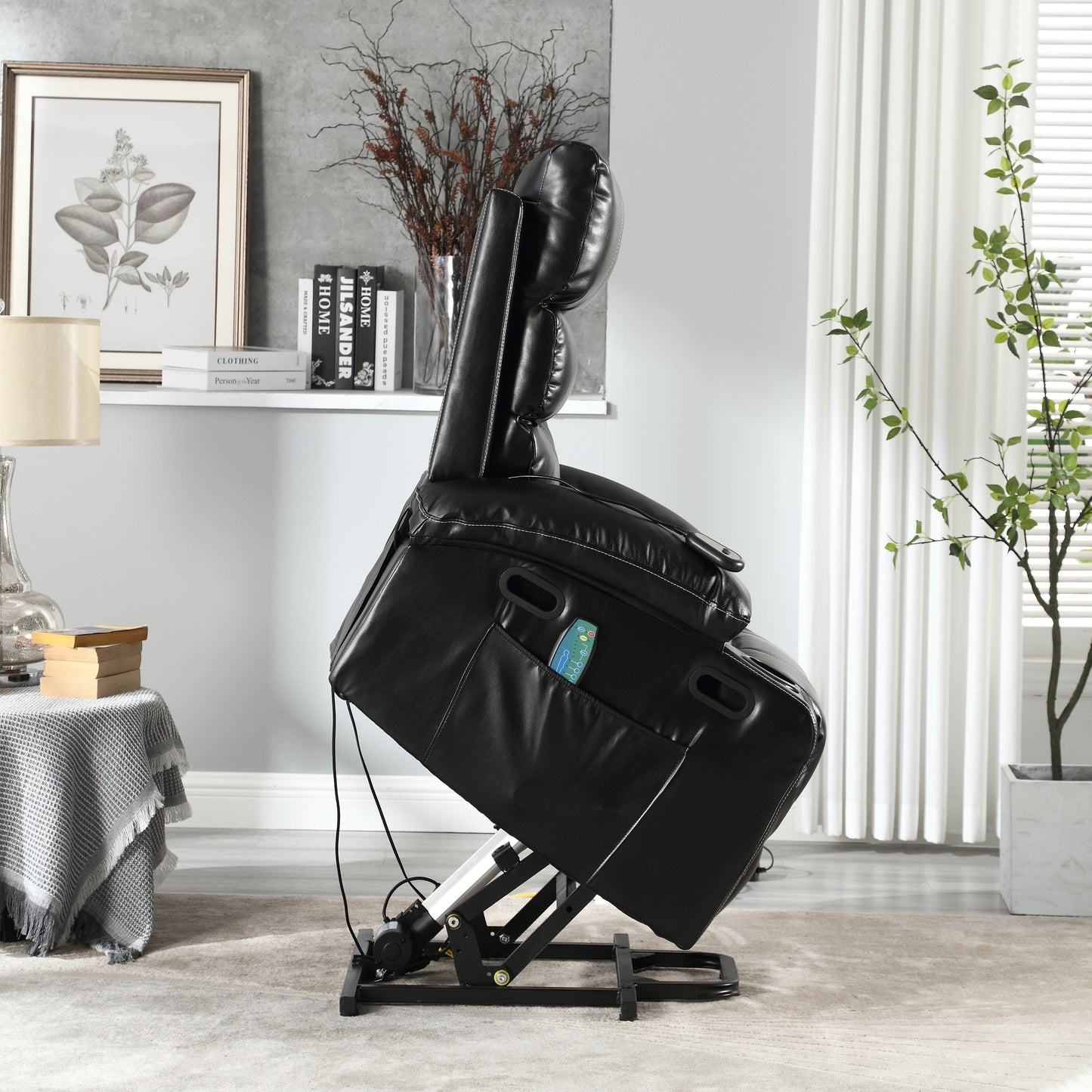 Power Lift Recliner Chair Electric Massage Heat Sofa with Wide Seat, Side Pockets, Cup Holders and Timer for Seniors