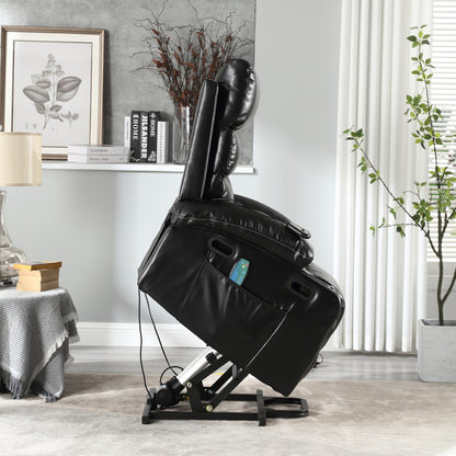 Power Lift Recliner Chair Electric Massage Heat Sofa with Wide Seat, Side Pockets, Cup Holders and Timer for Seniors