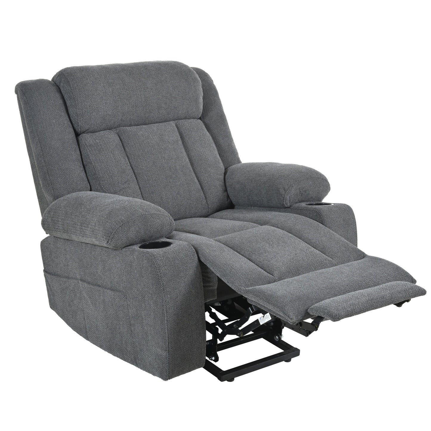 Power Lift Recliner Chair For Elderly,Fabric Lift Chairs W/ Extended Footrest With 2 Cup Holders,Side Pockets,Remote Control