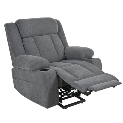 Power Lift Recliner Chair For Elderly,Fabric Lift Chairs W/ Extended Footrest With 2 Cup Holders,Side Pockets,Remote Control