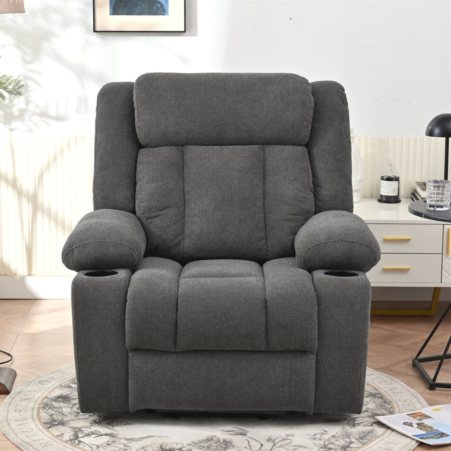Power Lift Recliner Chair For Elderly,Fabric Lift Chairs W/ Extended Footrest With 2 Cup Holders,Side Pockets,Remote Control