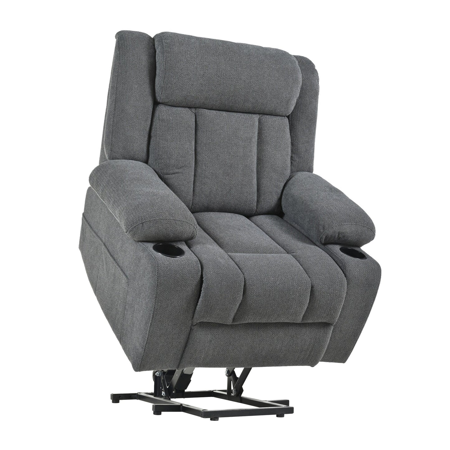 Power Lift Recliner Chair For Elderly,Fabric Lift Chairs W/ Extended Footrest With 2 Cup Holders,Side Pockets,Remote Control