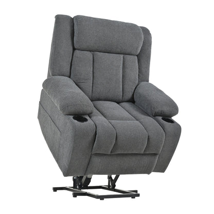 Power Lift Recliner Chair For Elderly,Fabric Lift Chairs W/ Extended Footrest With 2 Cup Holders,Side Pockets,Remote Control