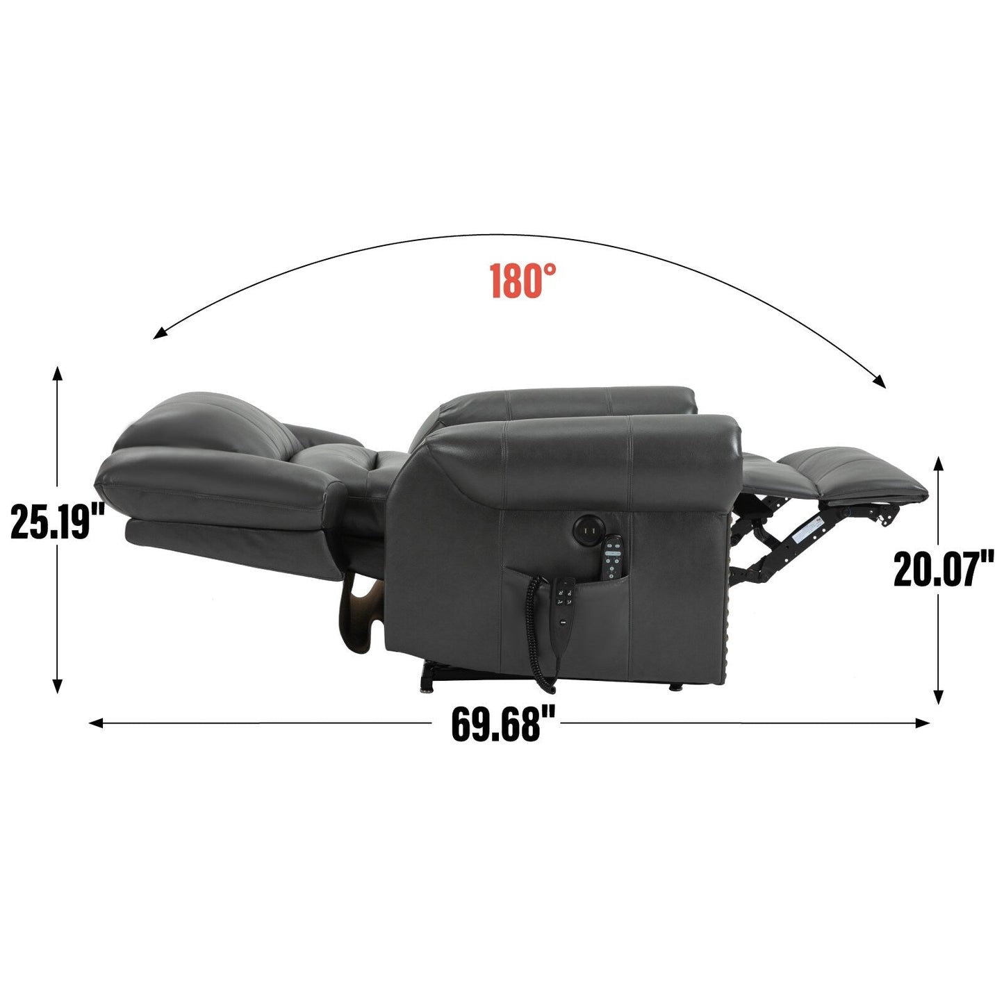 Power Lift Recliner Chair Heat Massage Dual Motor Infinite Position Up to 350 LBS, Heavy Duty Motion Mechanism with USB Ports