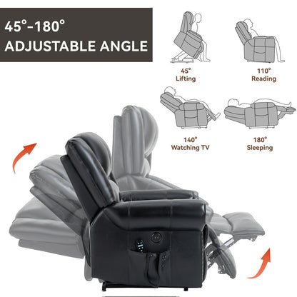 Power Lift Recliner Chair Heat Massage Dual Motor Infinite Position Up to 350 LBS, Heavy Duty Motion Mechanism with USB Ports