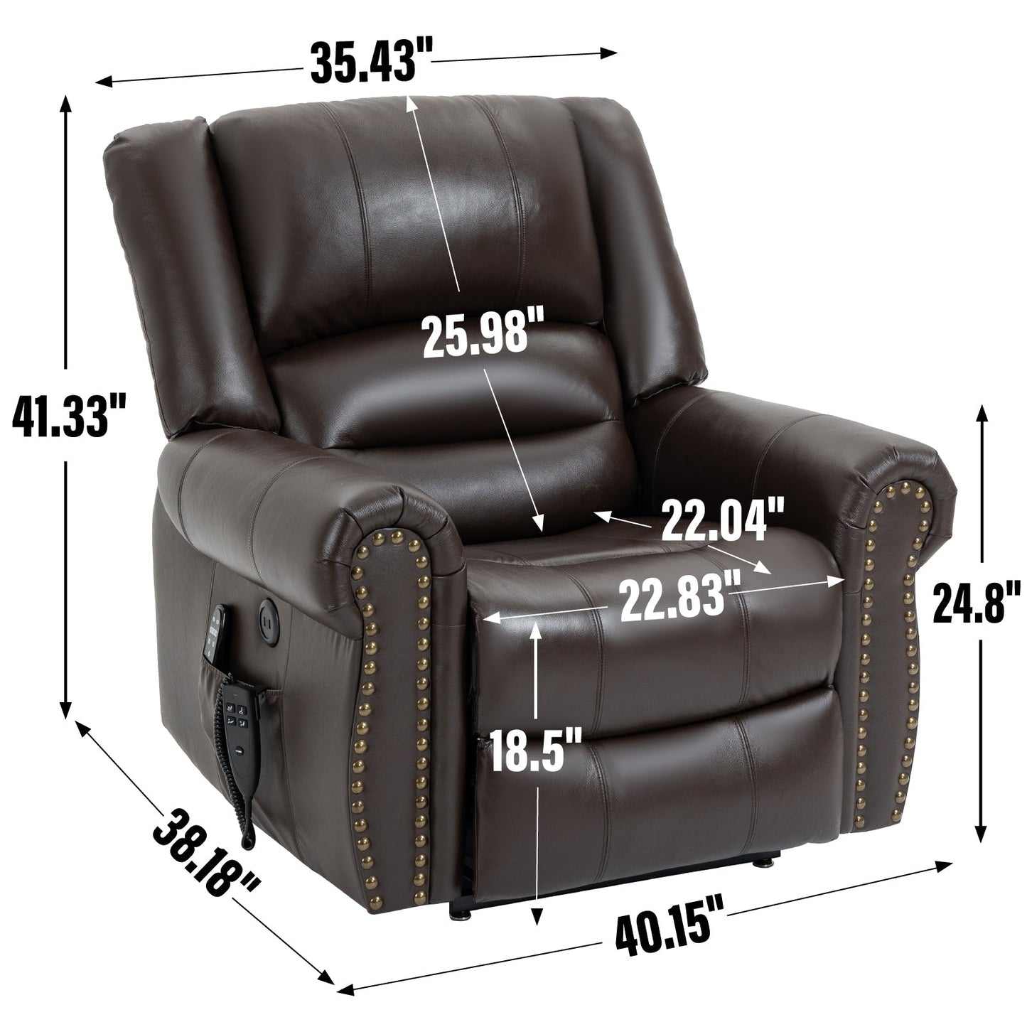 Power Lift Recliner Chair Heat Massage Dual Motor Infinite Position Up to 350 LBS, Heavy Duty Motion Mechanism with USB Ports