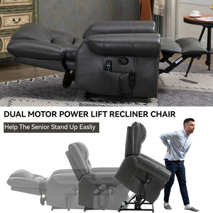 Power Lift Recliner Chair Heat Massage Dual Motor Infinite Position Up to 350 LBS, Heavy Duty Motion Mechanism with USB Ports
