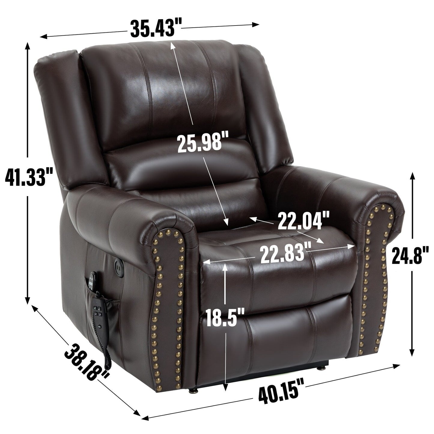 Power Lift Recliner Chair Heat Massage Dual Motor Infinite Position Up to 350 LBS, Heavy Duty Motion Mechanism with USB Ports