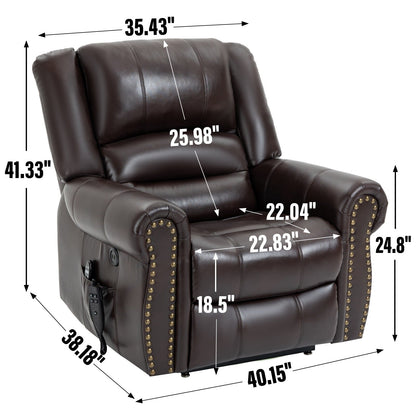 Power Lift Recliner Chair Heat Massage Dual Motor Infinite Position Up to 350 LBS, Heavy Duty Motion Mechanism with USB Ports