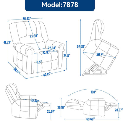 Power Lift Recliner Chair Heat Massage Dual Motor,Leather, Heavy Duty Motion Mechanism with USB Ports