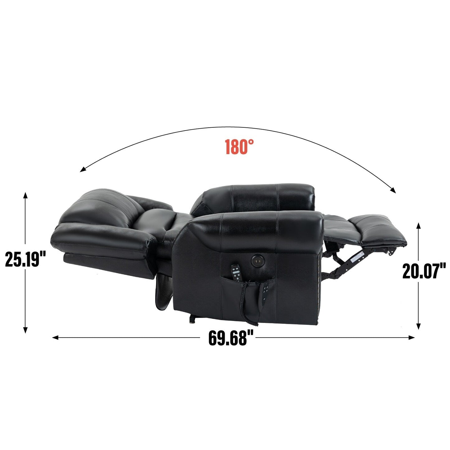 Power Lift Recliner Chair Heat Massage Dual Motor,Leather, Heavy Duty Motion Mechanism with USB Ports