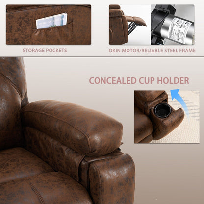 Power Lift Recliner Chair Overstuffed Wide Massage Chair Heavy Duty and Safety Motion Reclining Mechanism with Side Pockets