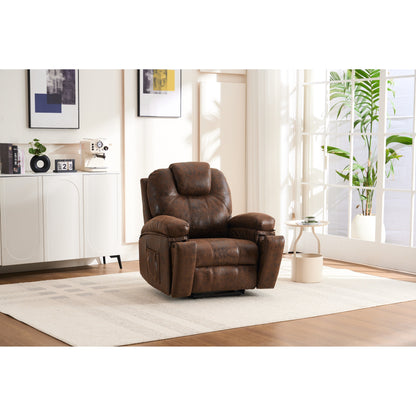 Power Lift Recliner Chair Overstuffed Wide Massage Chair Heavy Duty and Safety Motion Reclining Mechanism with Side Pockets