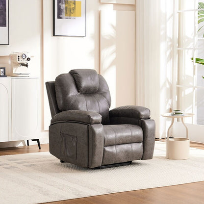 Power Lift Recliner Chair Overstuffed Wide Massage Chair Heavy Duty and Safety Motion Reclining Mechanism with Side Pockets