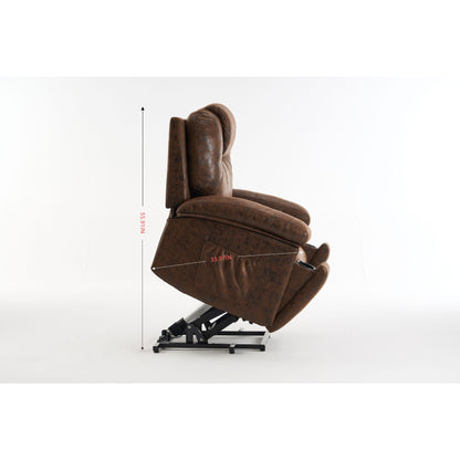 Power Lift Recliner Chair Overstuffed Wide Massage Chair Heavy Duty and Safety Motion Reclining Mechanism with Side Pockets