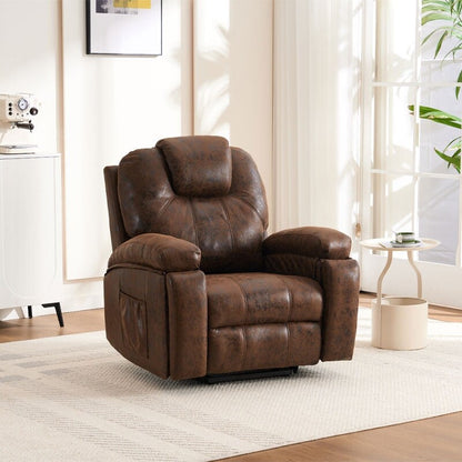Power Lift Recliner Chair Overstuffed Wide Massage Chair Heavy Duty and Safety Motion Reclining Mechanism with Side Pockets