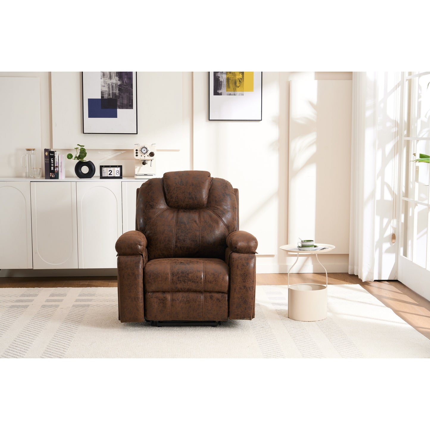 Power Lift Recliner Chair Overstuffed Wide Massage Chair Heavy Duty and Safety Motion Reclining Mechanism with Side Pockets
