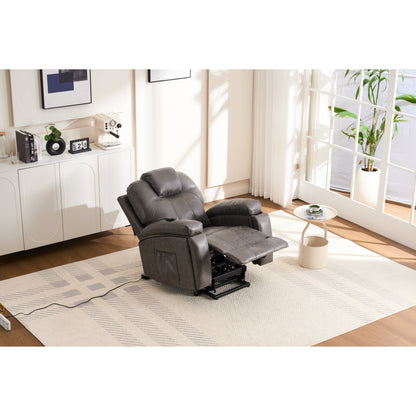 Power Lift Recliner Chair Overstuffed Wide Massage Chair Heavy Duty and Safety Motion Reclining Mechanism with Side Pockets