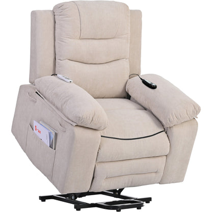 Power Lift Recliner Chair for Elderly, Adjustable Massage & Heating Functions, Infinite Recline, Side Pocket