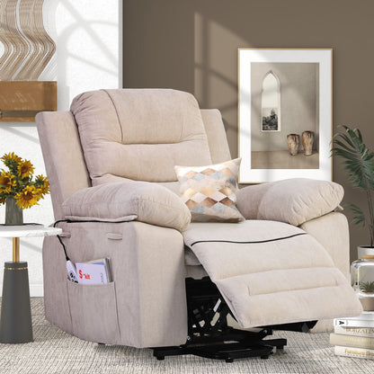 Power Lift Recliner Chair for Elderly, Adjustable Massage & Heating Functions, Infinite Recline, Side Pocket