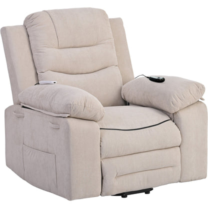 Power Lift Recliner Chair for Elderly, Adjustable Massage & Heating Functions, Infinite Recline, Side Pocket