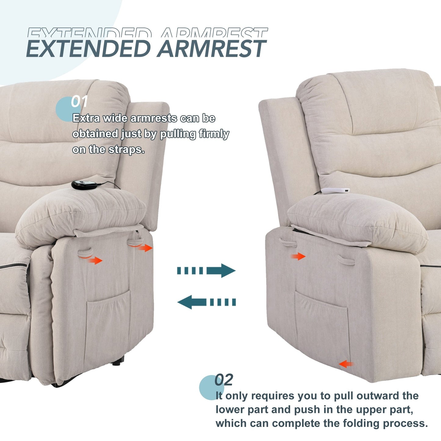 Power Lift Recliner Chair for Elderly, Adjustable Massage & Heating Functions, Infinite Recline, Side Pocket