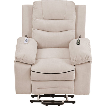 Power Lift Recliner Chair for Elderly, Adjustable Massage & Heating Functions, Infinite Recline, Side Pocket