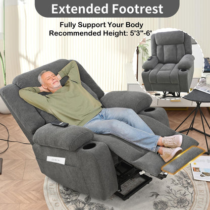 Power Lift Recliner Chair for Elderly, Classic Single Sofa,Home Theater Seat with 2 Cup Holders, Side Pockets, Remote Control