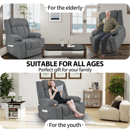Power Lift Recliner Chair for Elderly, Classic Single Sofa,Home Theater Seat with 2 Cup Holders, Side Pockets, Remote Control