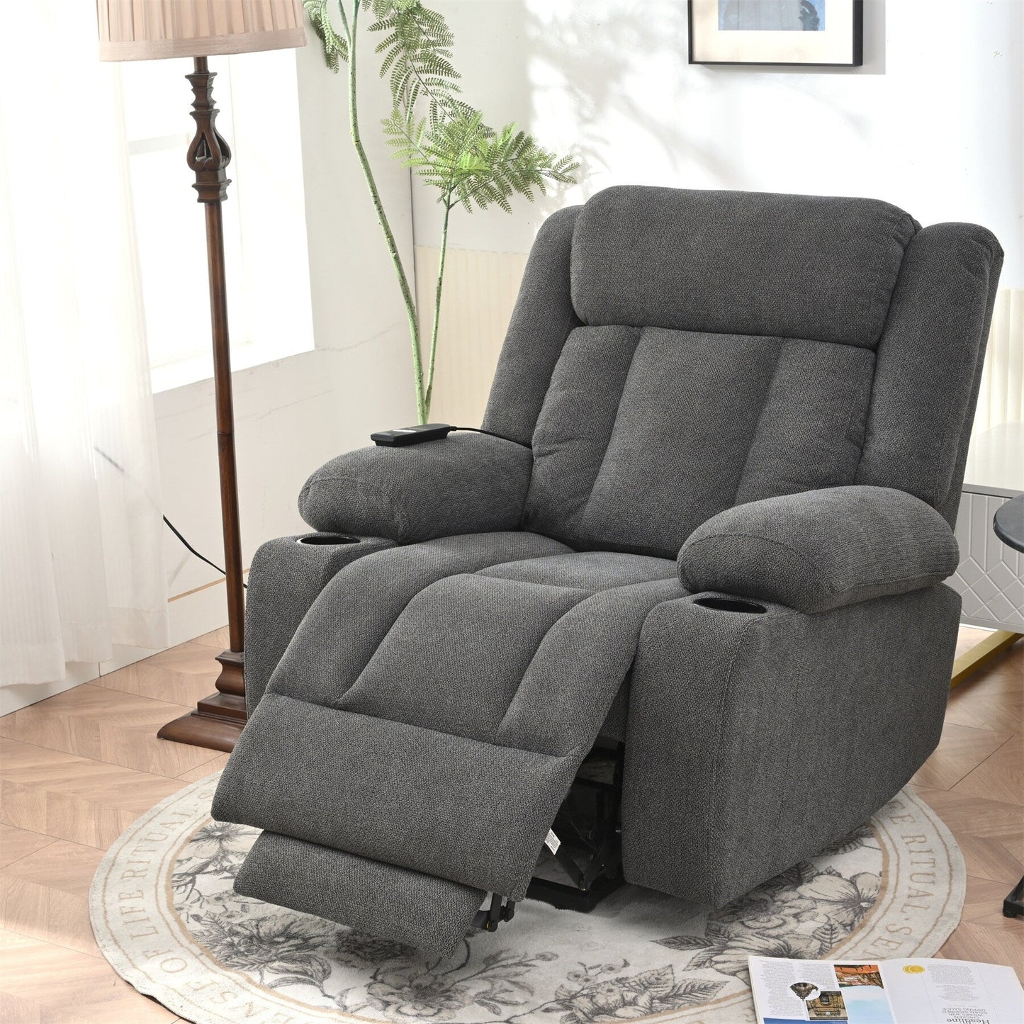 Power Lift Recliner Chair for Elderly, Classic Single Sofa,Home Theater Seat with 2 Cup Holders, Side Pockets, Remote Control