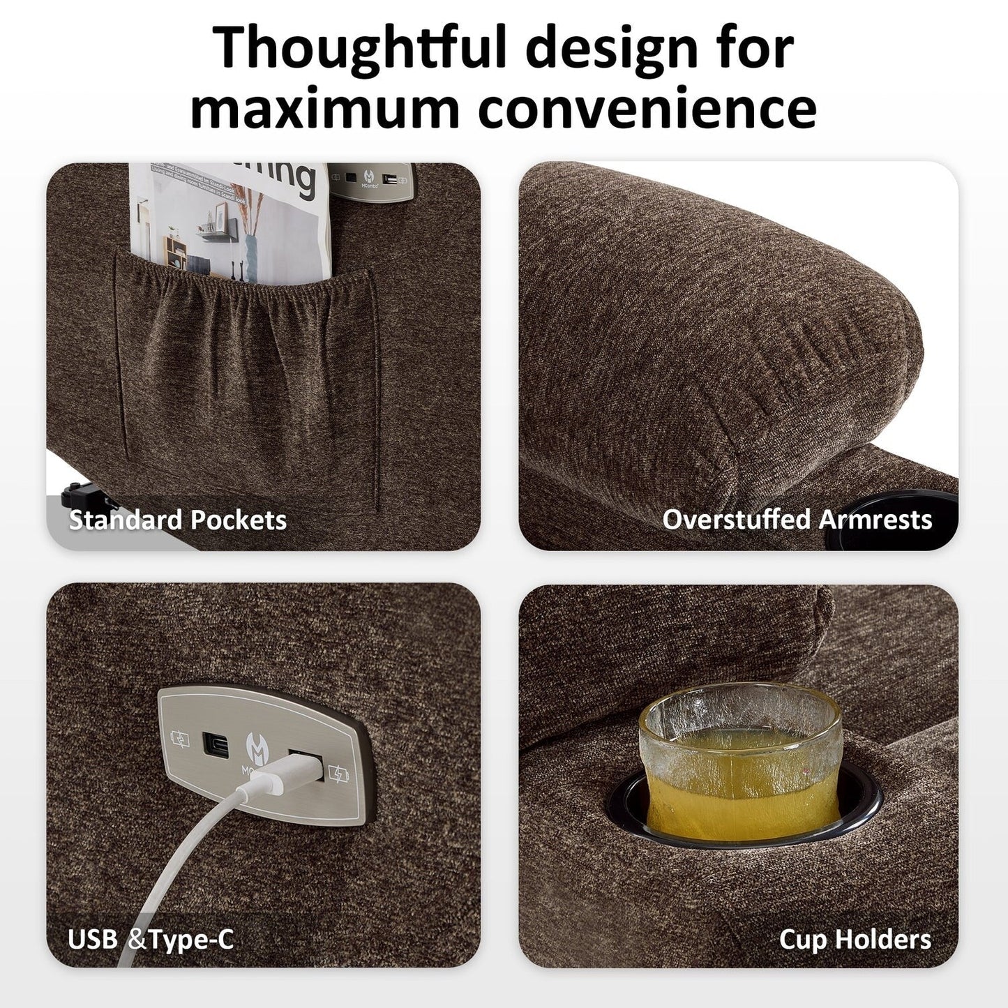 Power Lift Recliner Chair for Elderly, Fabric