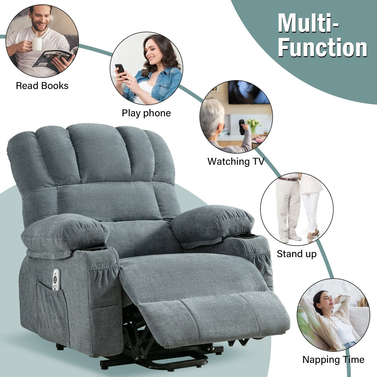 Power Lift Recliner Chair for Elderly, Heat  Massage Recliners Chair