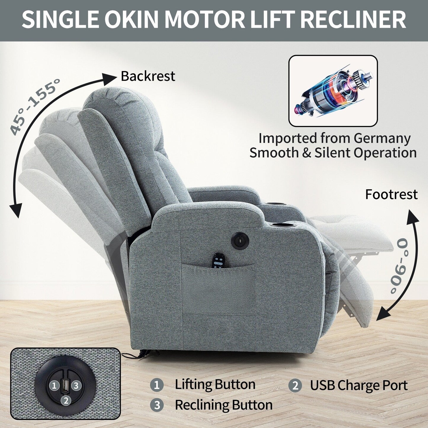 Power Lift Recliner Chair for Elderly