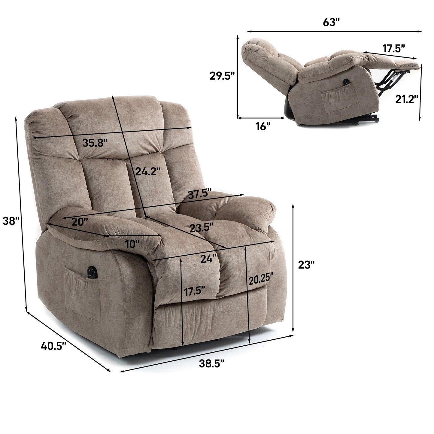 Power Lift Recliner Chair for Elderlyï¼Heavy Duty Recliner w/Safety Motion Mechanism and Comfortable Upholstery