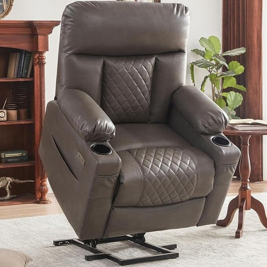 Power Lift Recliner Chair for Seniors with Heat, Massage, Extended Footrest, USB & Type-C Ports, and Cup Holders