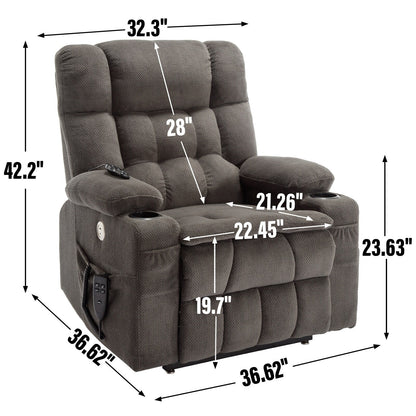 Power Lift Recliner Chair with Dual Motors, 8-Point Vibration Massage & Lumbar Heat, Dual Cup Holders & Side Pockets