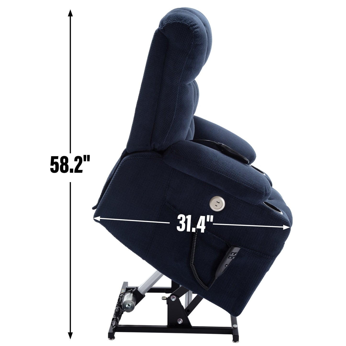 Power Lift Recliner Chair with Dual Motors, 8-Point Vibration Massage & Lumbar Heat, Dual Cup Holders & Side Pockets