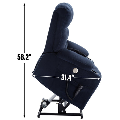 Power Lift Recliner Chair with Dual Motors, 8-Point Vibration Massage & Lumbar Heat, Dual Cup Holders & Side Pockets