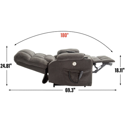 Power Lift Recliner Chair with Dual Motors, 8-Point Vibration Massage & Lumbar Heat, Dual Cup Holders & Side Pockets