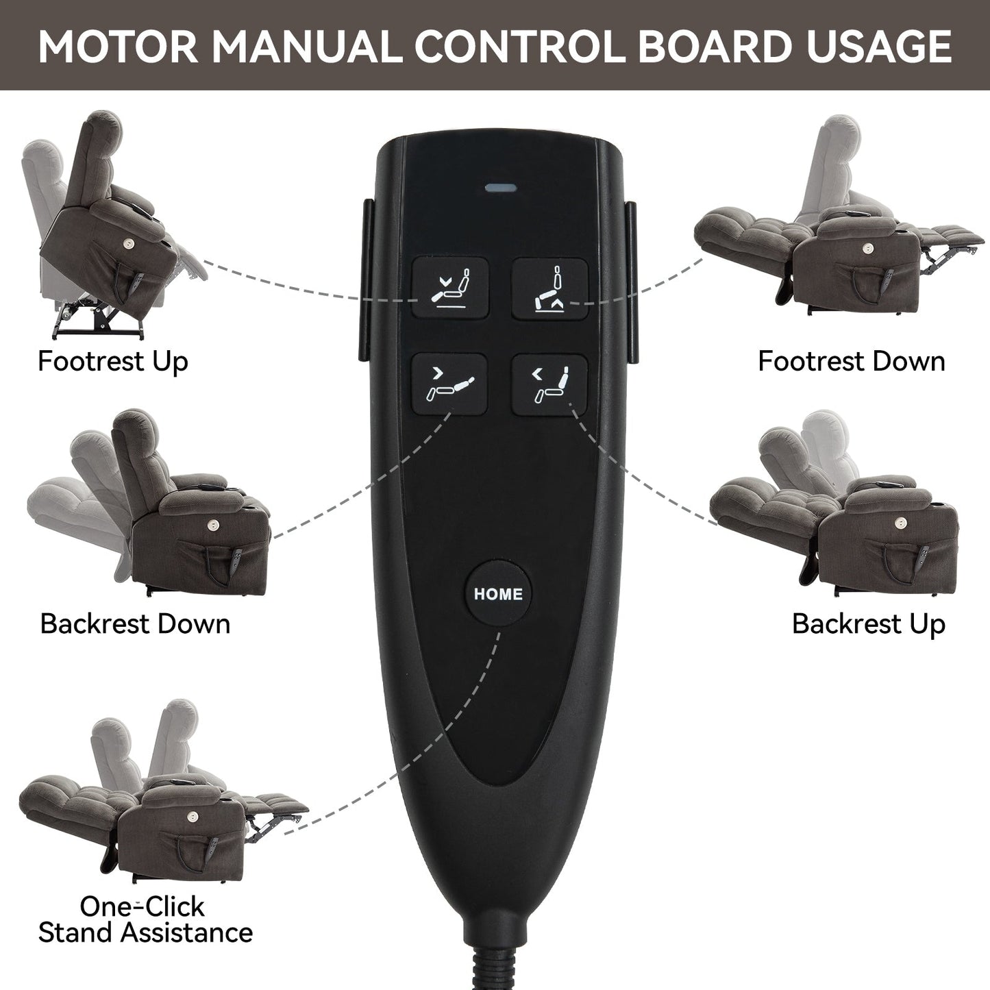 Power Lift Recliner Chair with Dual Motors, 8-Point Vibration Massage & Lumbar Heat, Dual Cup Holders & Side Pockets