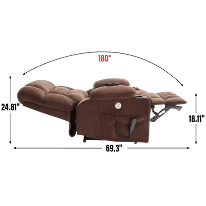 Power Lift Recliner Chair with Dual Motors, 8-Point Vibration Massage & Lumbar Heat, Dual Cup Holders & Side Pockets