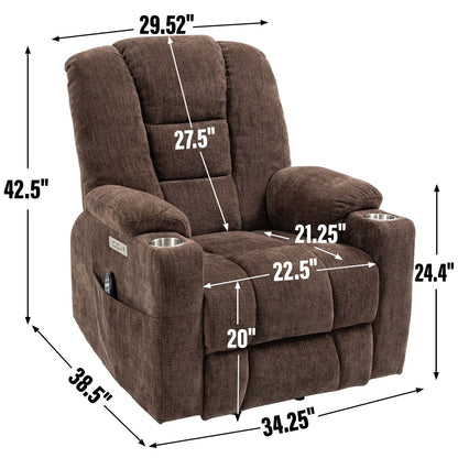 Power Lift Recliner Chair with Dual USB, Cup Holders & Chenille Fabric