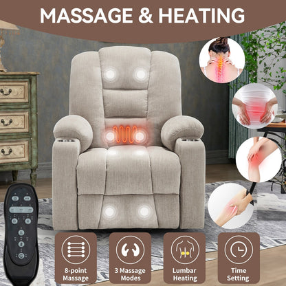 Power Lift Recliner Chair with Dual USB, Cup Holders & Chenille Fabric