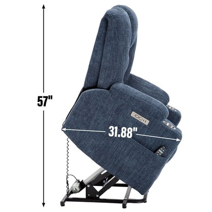Power Lift Recliner Chair with Dual USB, Cup Holders & Chenille Fabric