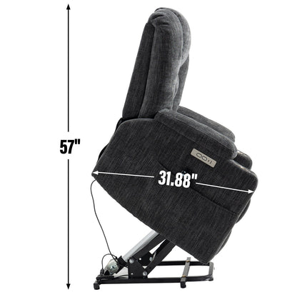 Power Lift Recliner Chair with Dual USB, Cup Holders & Chenille Fabric
