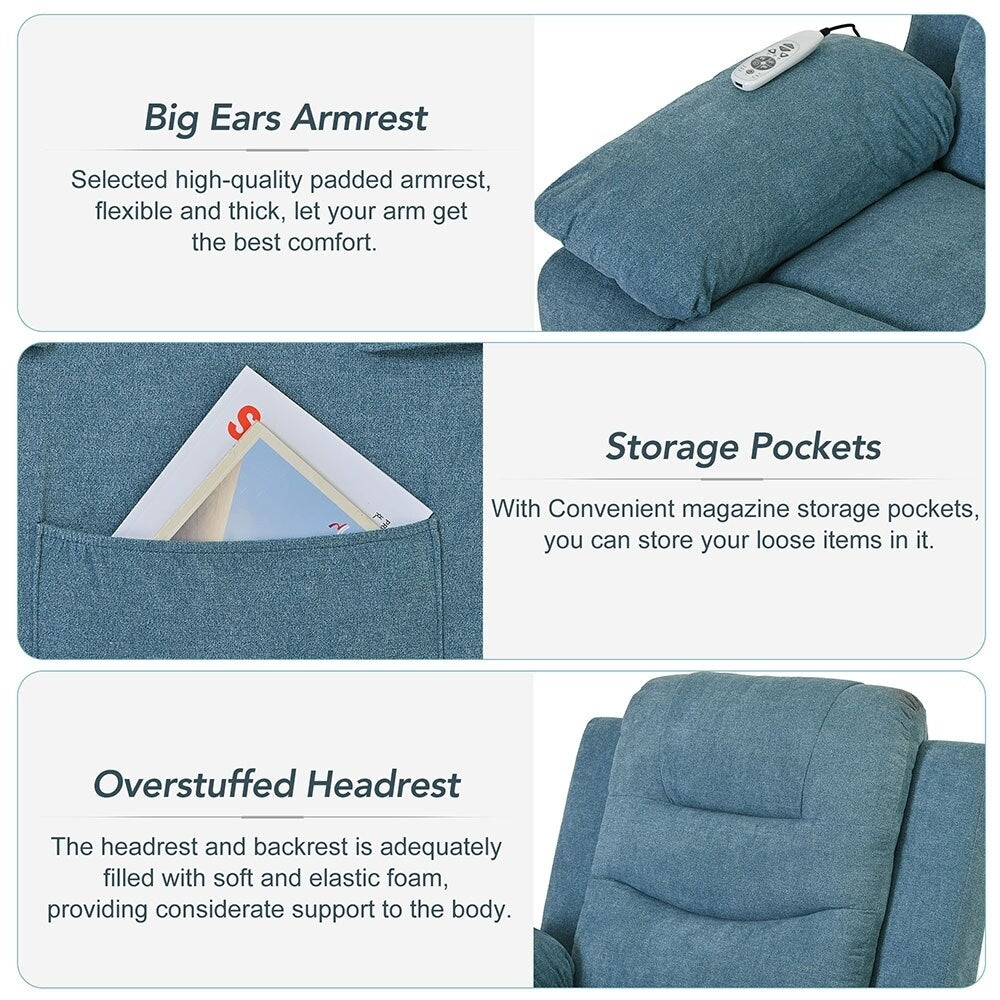 Power Lift Recliner Chair with Heat Massage and Storage Pocket
