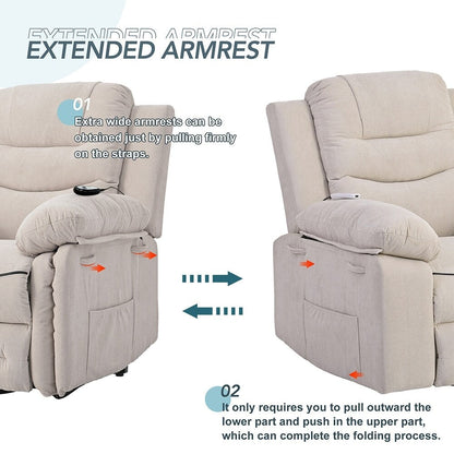 Power Lift Recliner Chair with Heat Massage and Storage Pocket