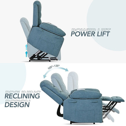 Power Lift Recliner Chair with Heat Massage and Storage Pocket